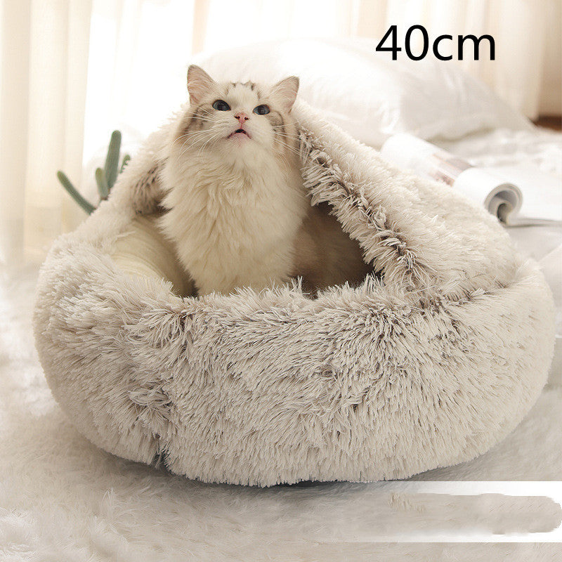 2-in-1 Plush Round Warm Bed