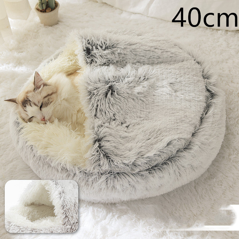 2-in-1 Plush Round Warm Bed