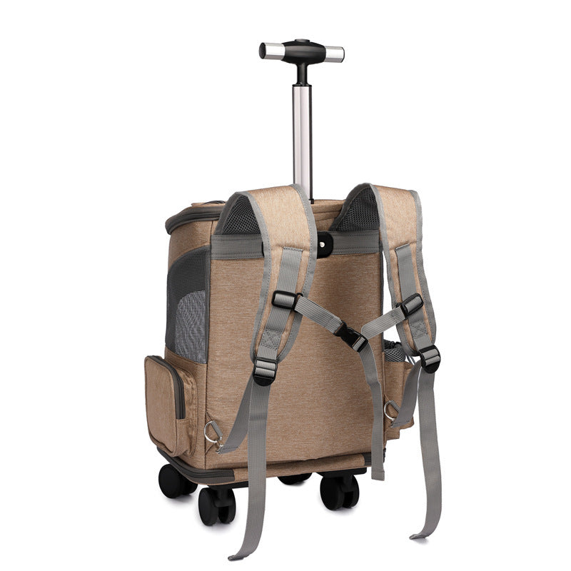 Portable Folding Backpack with Trolley Wheels