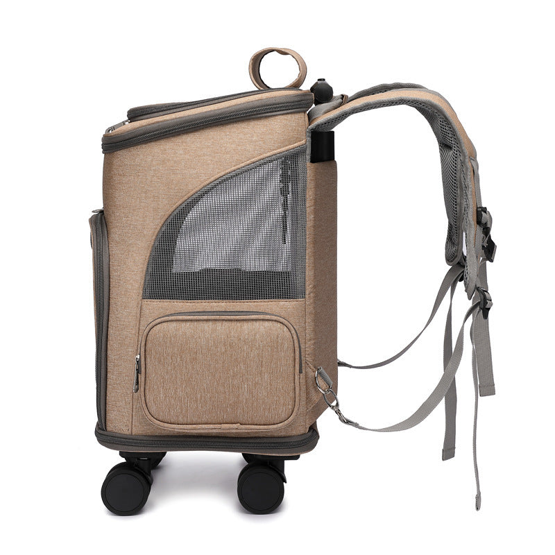Portable Folding Backpack with Trolley Wheels