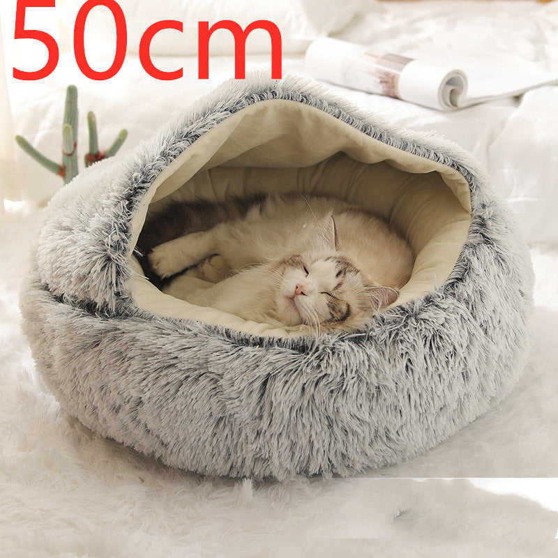 2-in-1 Plush Round Warm Bed