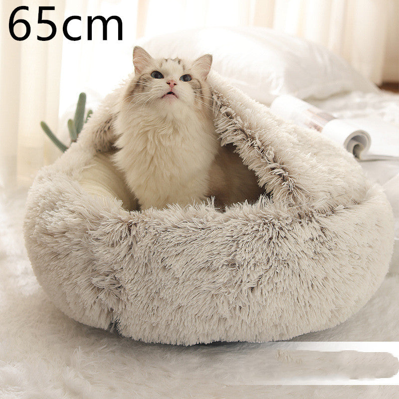 2-in-1 Plush Round Warm Bed
