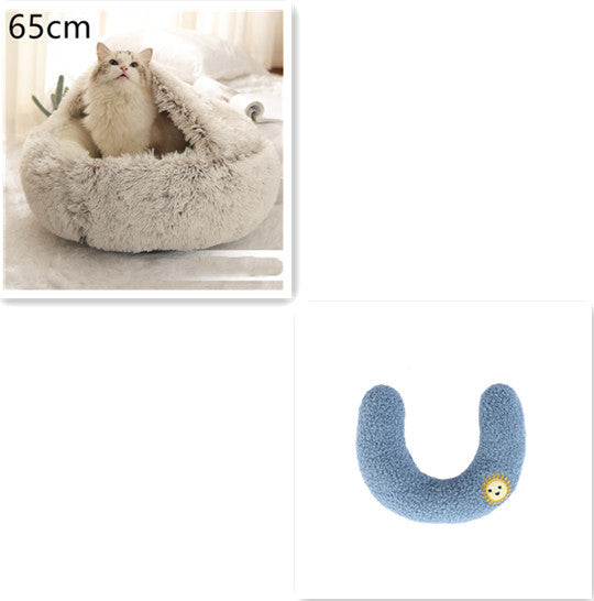 2-in-1 Plush Round Warm Bed
