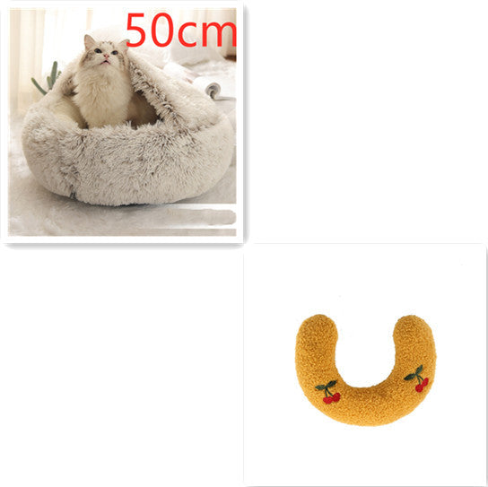 2-in-1 Plush Round Warm Bed