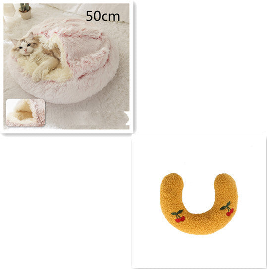2-in-1 Plush Round Warm Bed