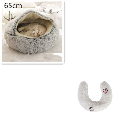 2-in-1 Plush Round Warm Bed