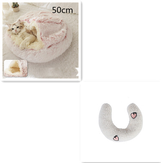 2-in-1 Plush Round Warm Bed