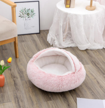 2-in-1 Plush Round Warm Bed