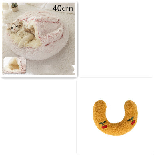 2-in-1 Plush Round Warm Bed