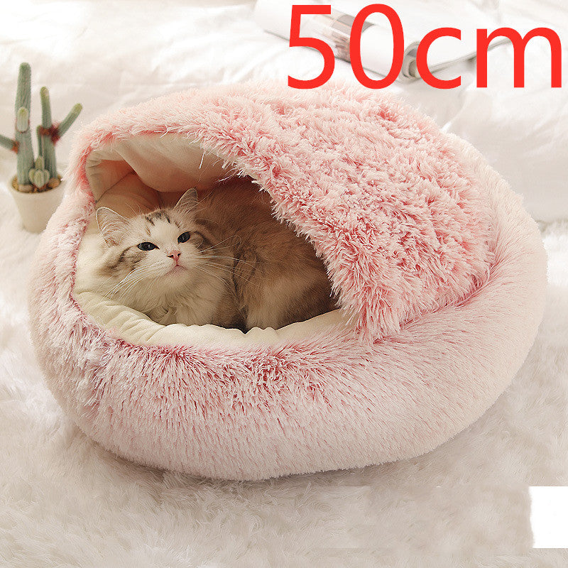 2-in-1 Plush Round Warm Bed