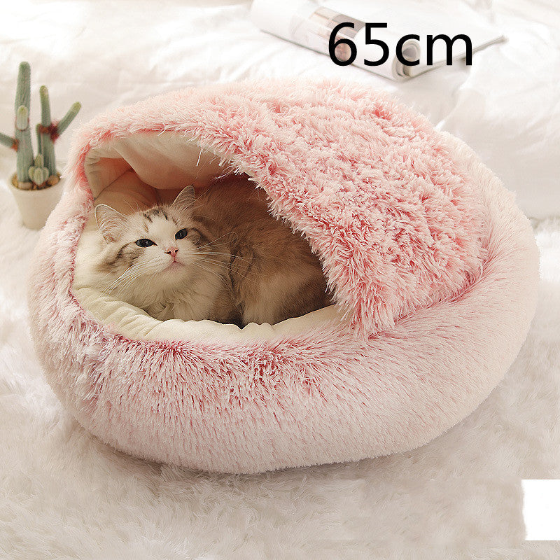2-in-1 Plush Round Warm Bed