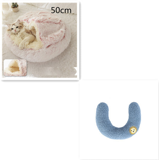 2-in-1 Plush Round Warm Bed