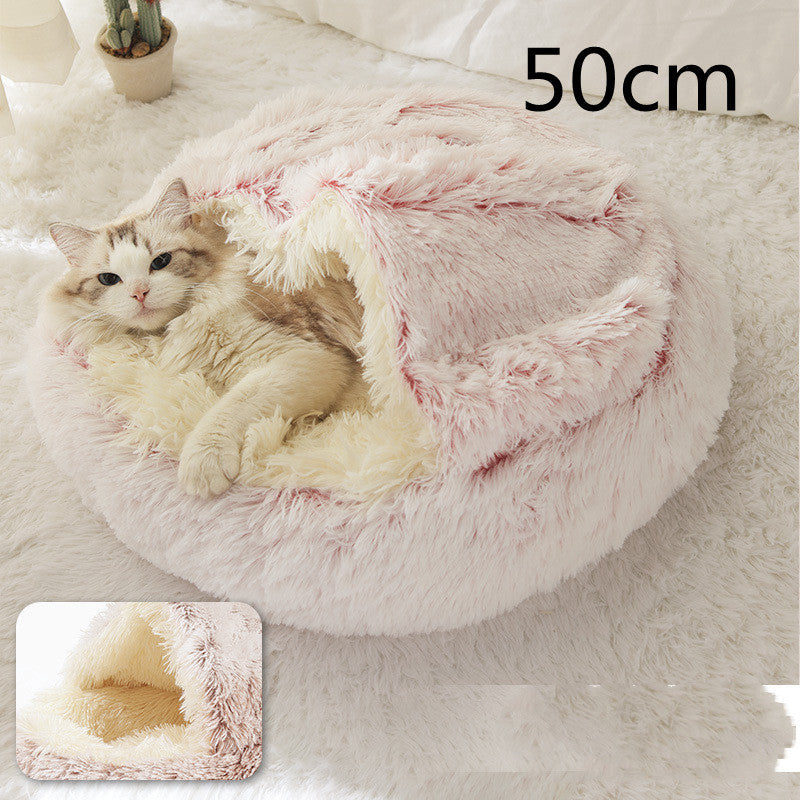 2-in-1 Plush Round Warm Bed