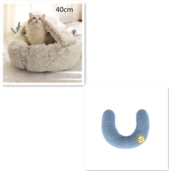 2-in-1 Plush Round Warm Bed