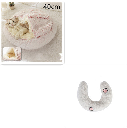 2-in-1 Plush Round Warm Bed