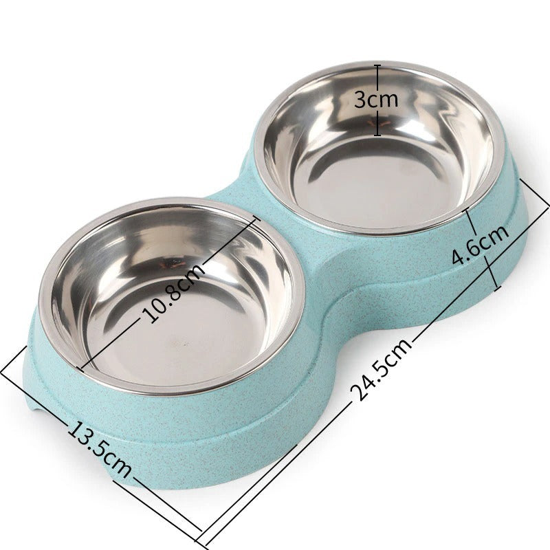Double Bowls Stainless Steel Feeder