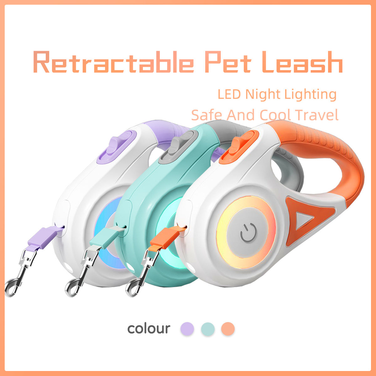 Retractable Leash with Spotlight – Collar Set