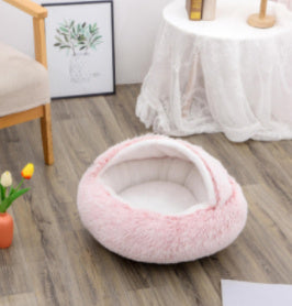 2-in-1 Plush Round Warm Bed