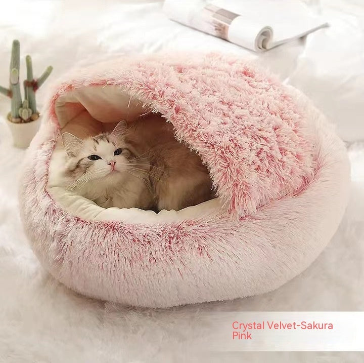 2-in-1 Plush Round Warm Bed