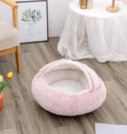 2-in-1 Plush Round Warm Bed