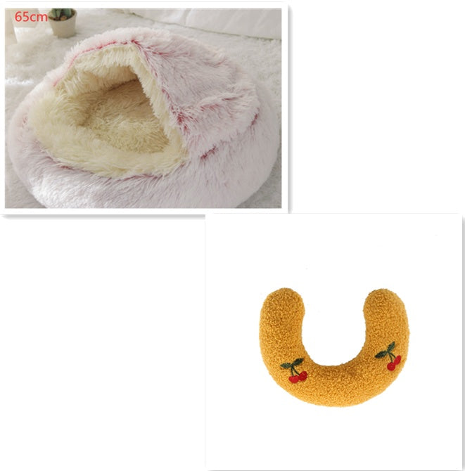 2-in-1 Plush Round Warm Bed