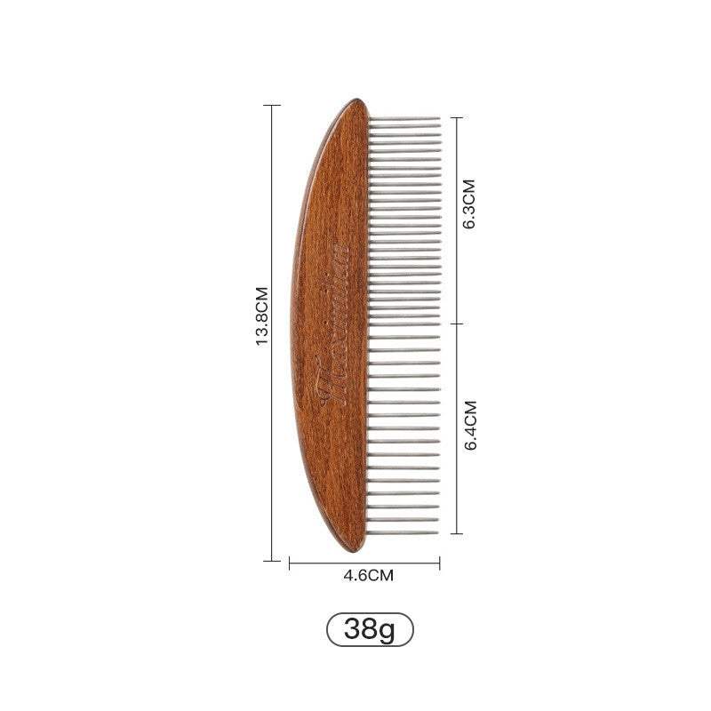 Pet Comb Solid Wood Set of solid wood pet grooming tools including combs, brushes, scissors, and nail clippers for cats and dogs