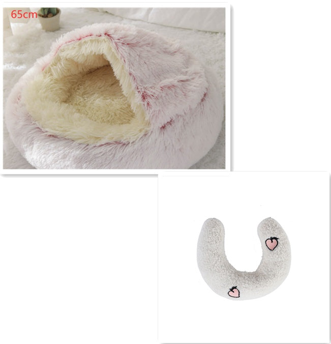 2-in-1 Plush Round Warm Bed