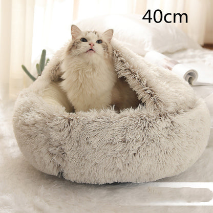 2-in-1 Plush Round Warm Bed