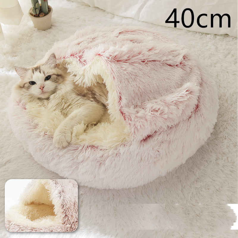 2-in-1 Plush Round Warm Bed