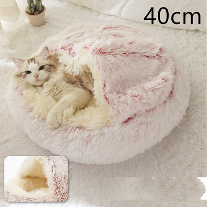 2-in-1 Plush Round Warm Bed