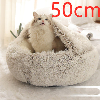 2-in-1 Plush Round Warm Bed