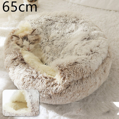 2-in-1 Plush Round Warm Bed