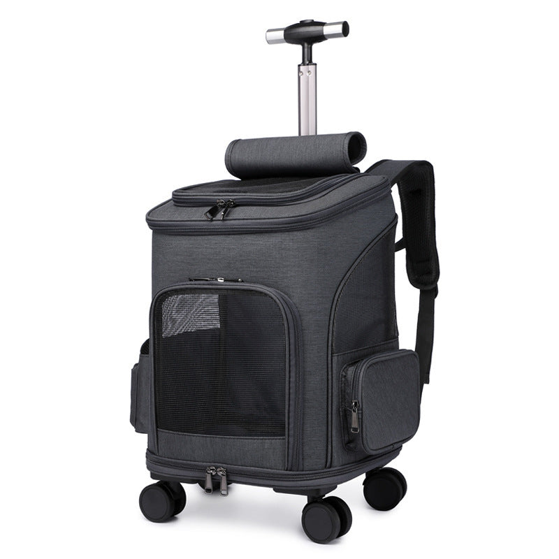 Portable Folding Backpack with Trolley Wheels
