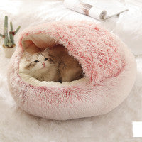 2-in-1 Plush Round Warm Bed