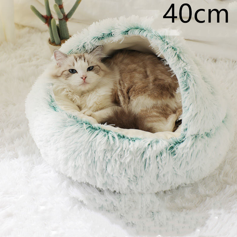 2-in-1 Plush Round Warm Bed