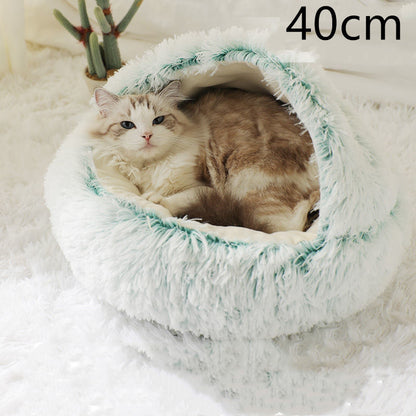 2-in-1 Plush Round Warm Bed