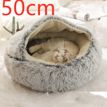 2-in-1 Plush Round Warm Bed