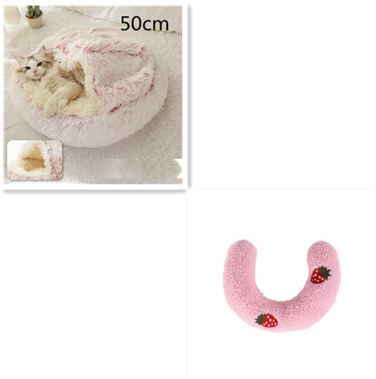 2-in-1 Plush Round Warm Bed