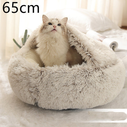 2-in-1 Plush Round Warm Bed