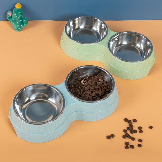 Double Bowls Stainless Steel Feeder