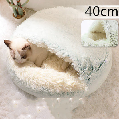 2-in-1 Plush Round Warm Bed