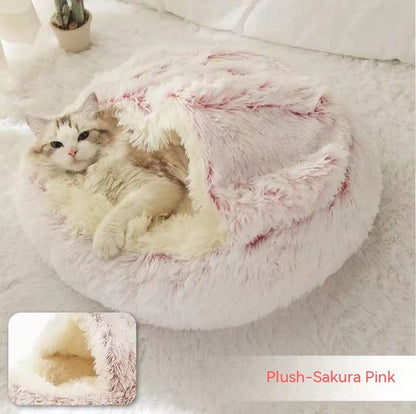 2-in-1 Plush Round Warm Bed