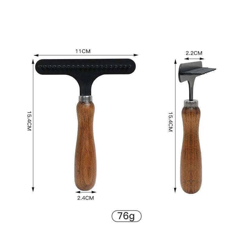 Pet Comb Solid Wood Set of solid wood pet grooming tools including combs, brushes, scissors, and nail clippers for cats and dogs