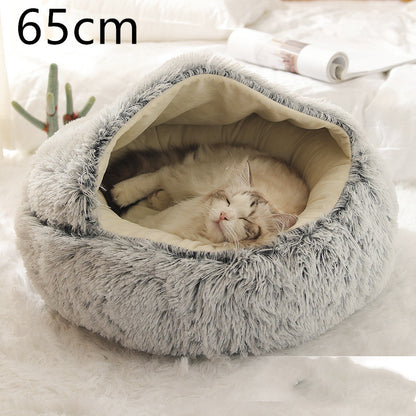 2-in-1 Plush Round Warm Bed