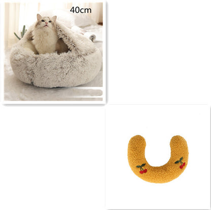 2-in-1 Plush Round Warm Bed