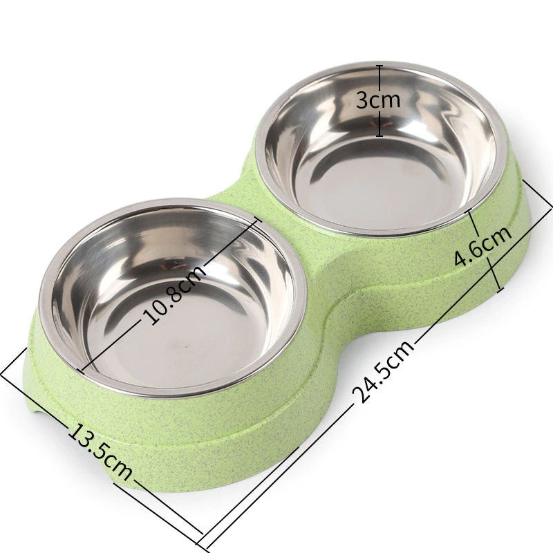 Double Bowls Stainless Steel Feeder