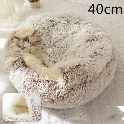 2-in-1 Plush Round Warm Bed