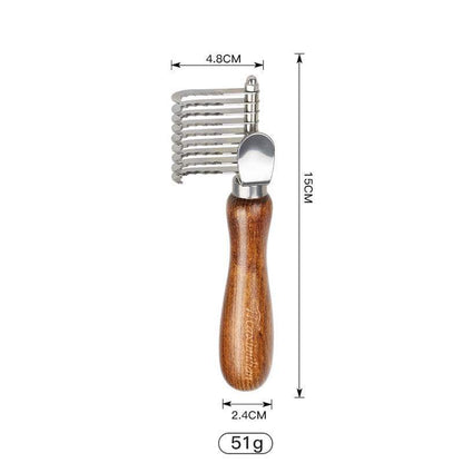 Pet Comb Solid Wood Set of solid wood pet grooming tools including combs, brushes, scissors, and nail clippers for cats and dogs