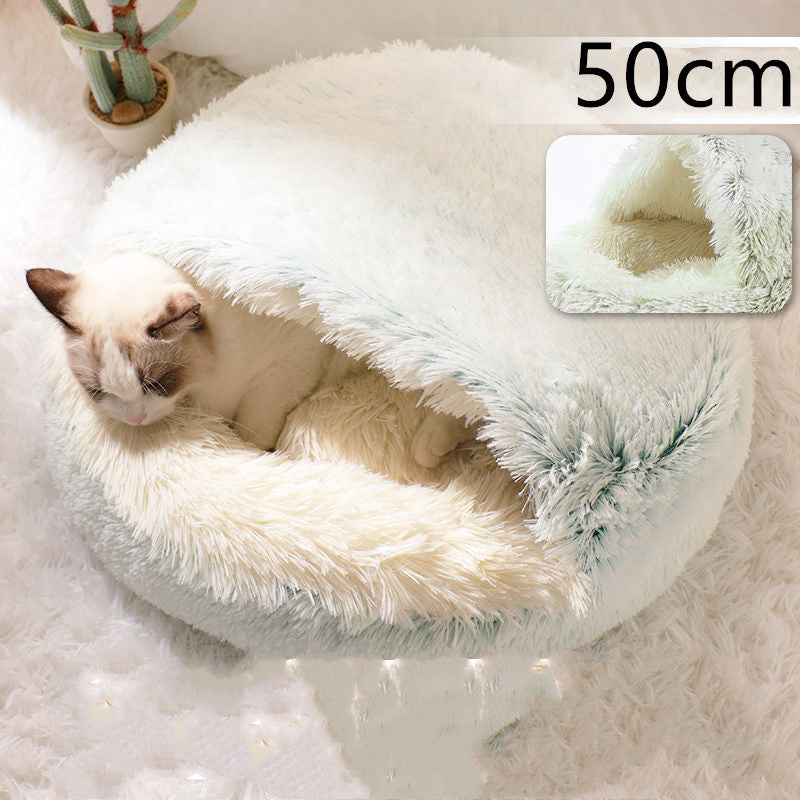 2-in-1 Plush Round Warm Bed