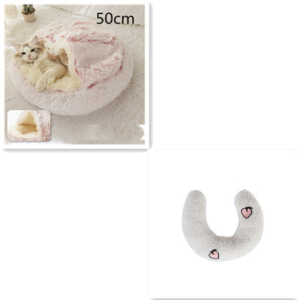 2-in-1 Plush Round Warm Bed